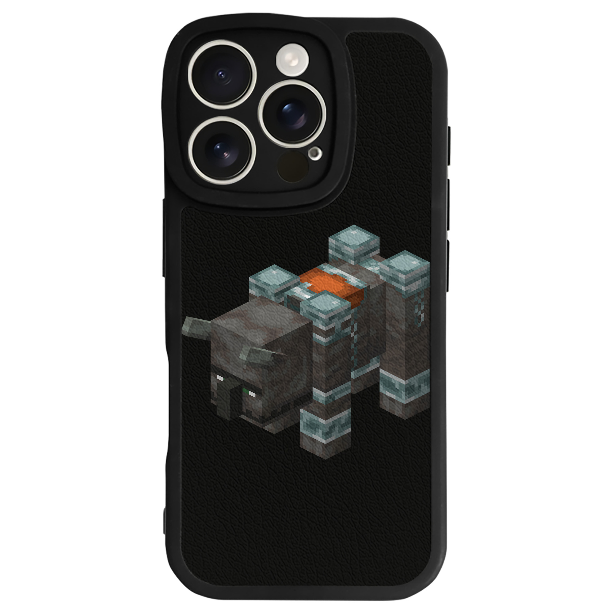 （画像用） マインクラフト ブロックの世界 Minecraft MC Block world 【iPhone 16シリーズ対応】シリコンスマホケース（レザー調） 材質：シリコン
